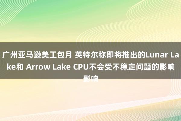 广州亚马逊美工包月 英特尔称即将推出的Lunar Lake和 Arrow Lake CPU不会受不稳定问题的影响