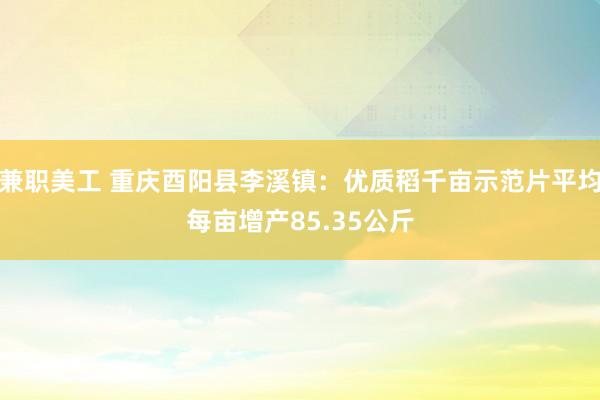 兼职美工 重庆酉阳县李溪镇：优质稻千亩示范片平均每亩增产85.35公斤